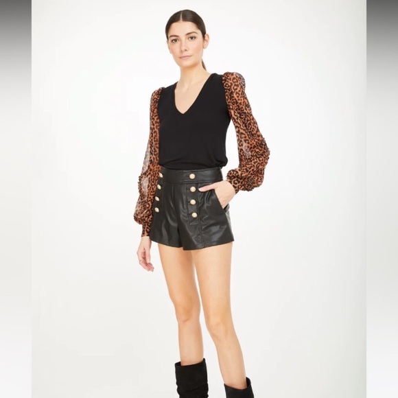 GENERATION LOVE - KALANI LEOPARD COMBO TOP - BLACK/SPECKLED LEOPARD - Picture 3 of 9